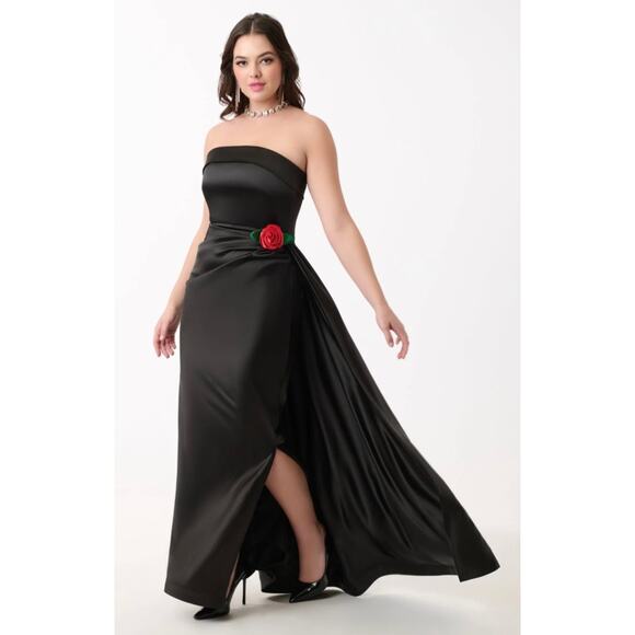 Unique Vintage Barbie Black Satin Strapless Enchanted Evening Gown M 6 8 NWOT - Picture 2 of 4